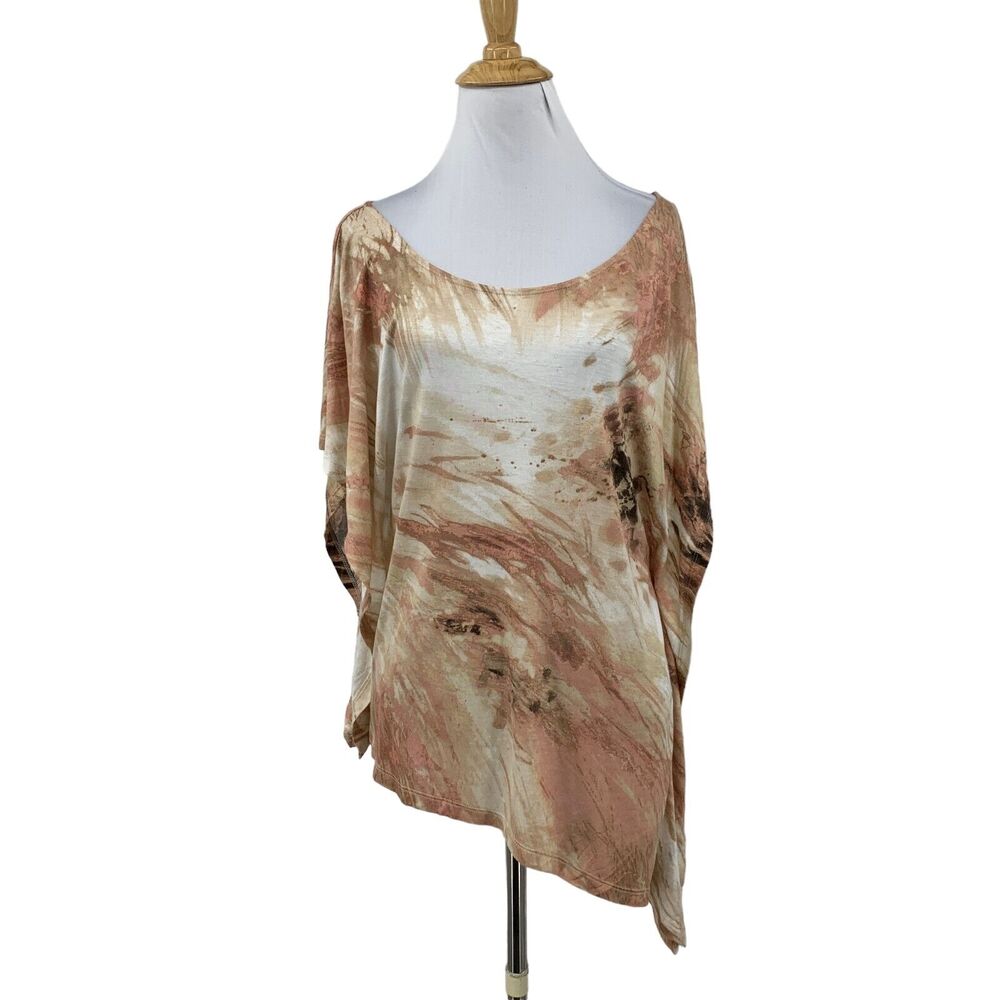 Jennifer Lopez Top Womens L Large Asymmetrical Hem Poncho Sleeves Scoop Neck